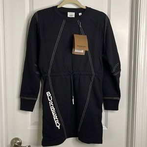 Burberry Girls US 12 Logo Printed Sweatshirt Dress Black/White - NEW